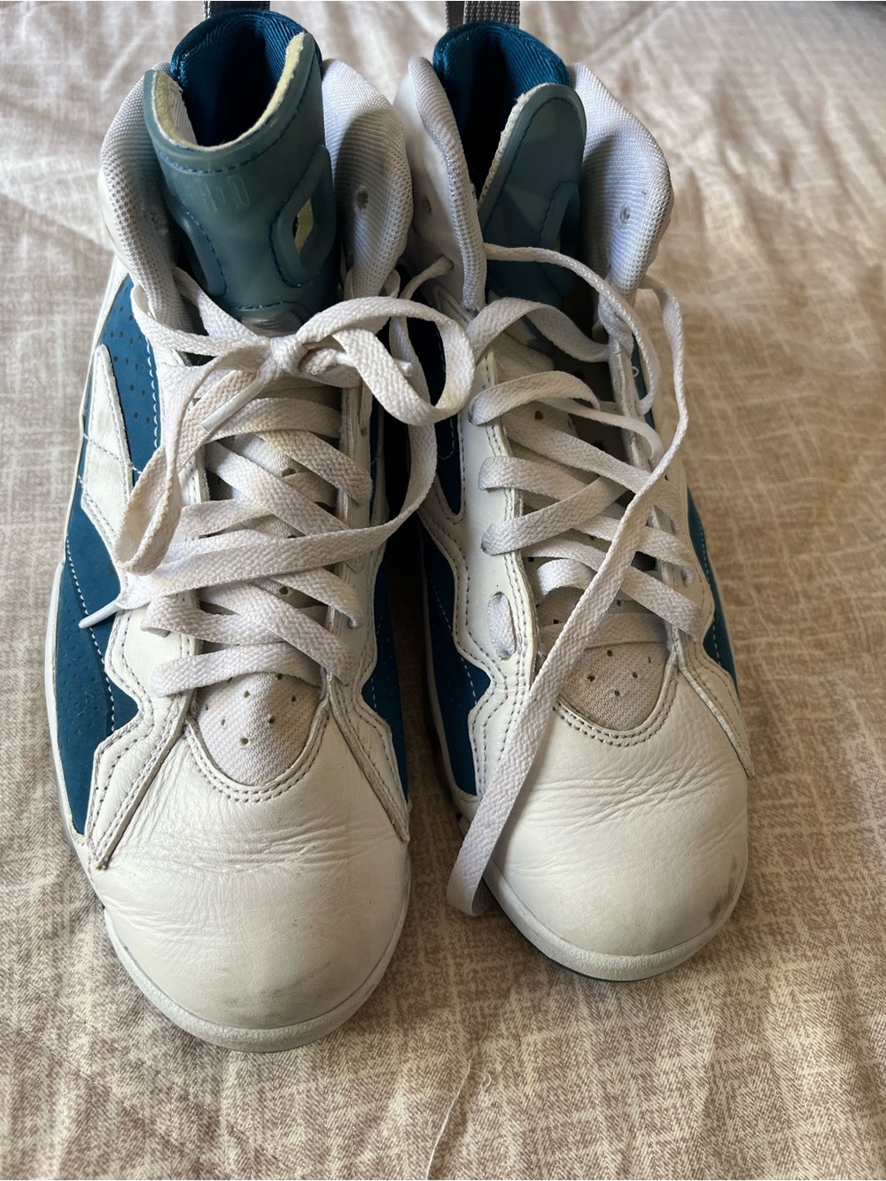 Jordan High-Top Athletic Sneakers in White and Teal